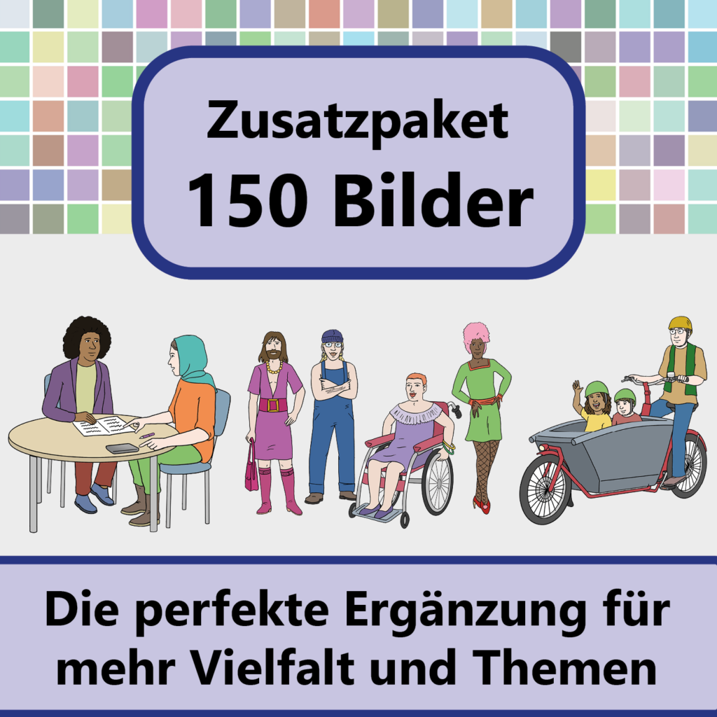 Vorschau Bild vom neuen "Zusatzpaket 150 Bilder". Darunter steht: Die perfekte Ergänzung für mehr Vielfalt und Themen.
